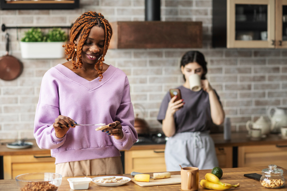 black woman making healthy recipe